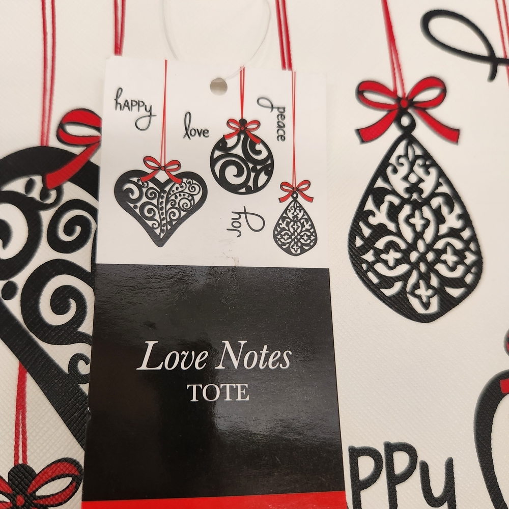 Brighton Love Notes Tote - Black, White, Red Ornament Design Tote NWT - Picture 2 of 9